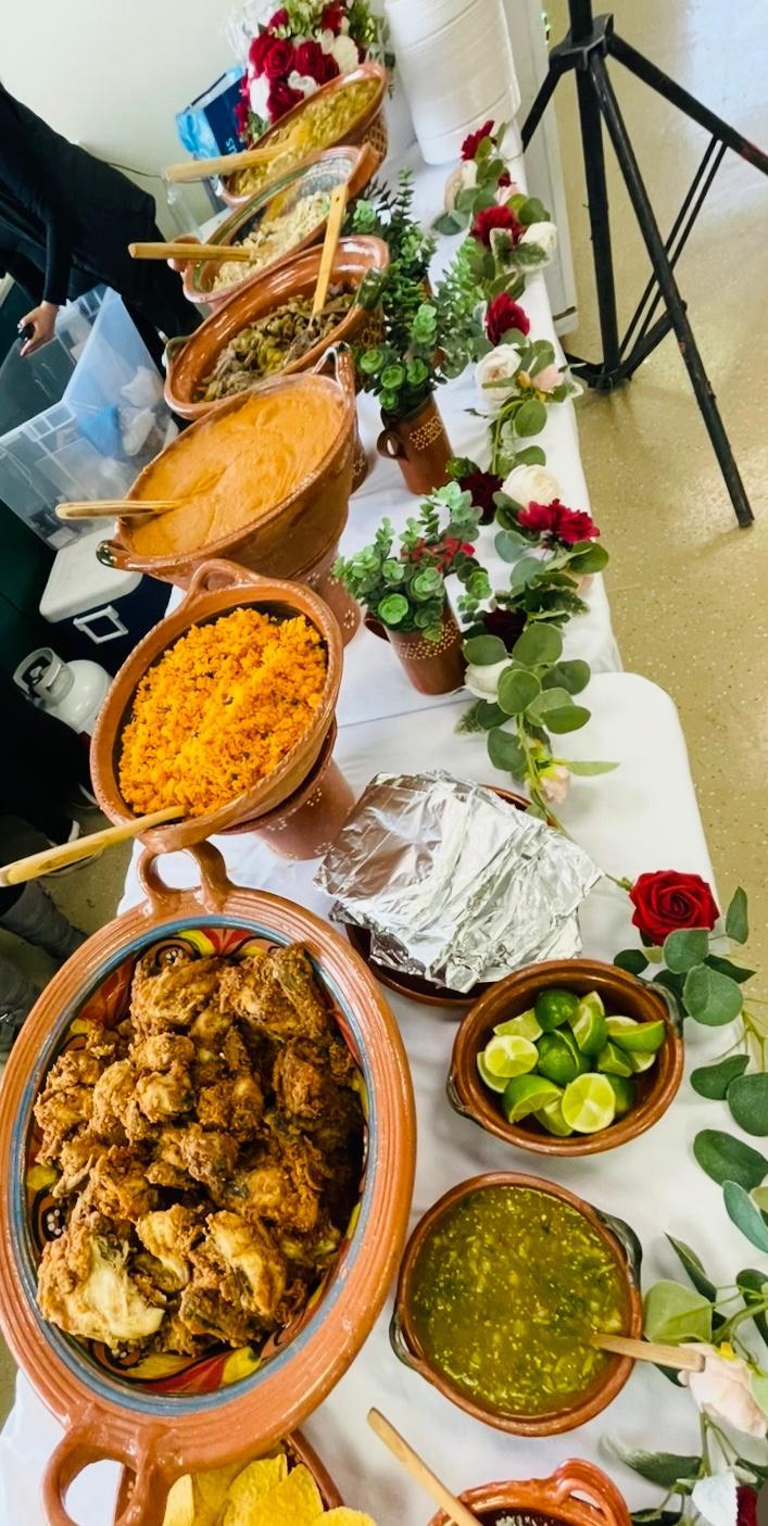 Elegant catering display with chafing dishes