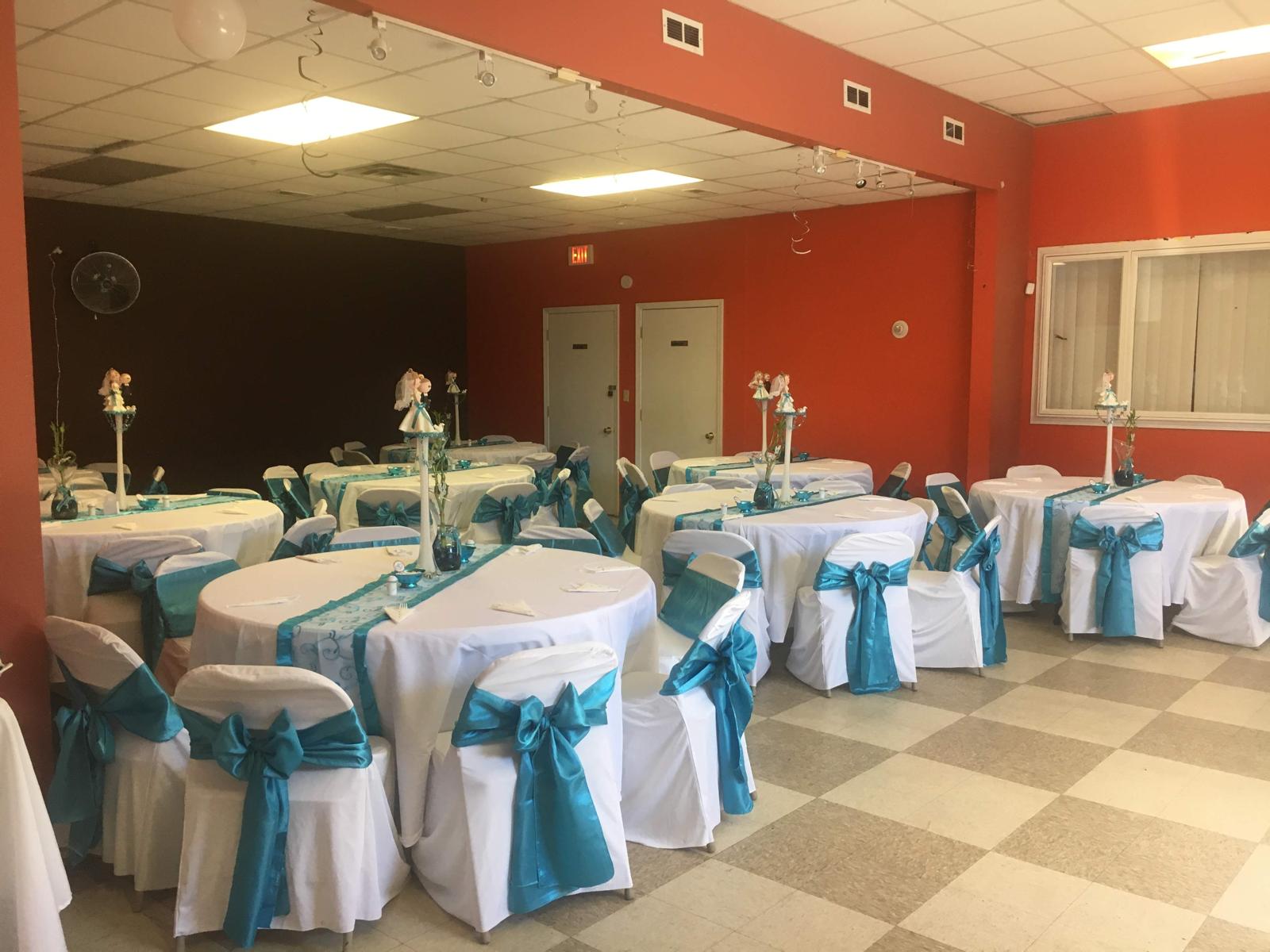 Teal reception hall event
