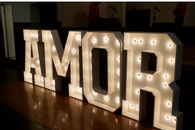 AMOR marquee letters for romantic event décor