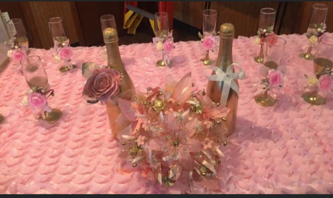 Bridal bouquet and ceremony floral arrangement